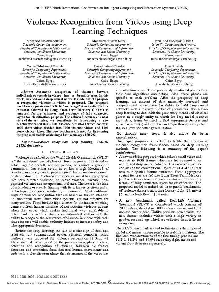 Deep Learning for Video Violence Detection | PDF | Deep Learning ...