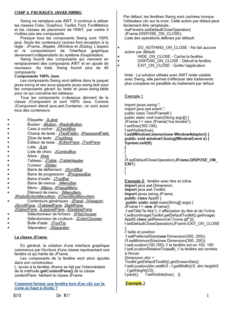 Composants Swing en Java | PDF | Java (Langage de programmation ...