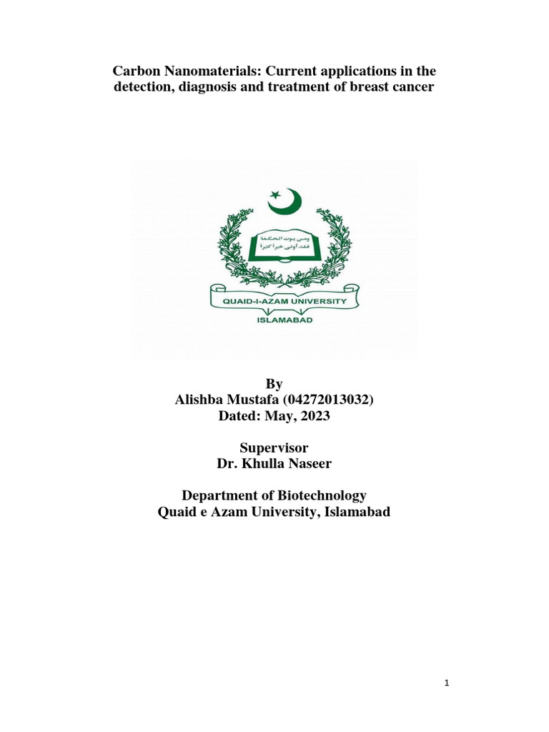 My RESEARCH SYNOPSIS | PDF | Carbon Nanotube | Breast Cancer