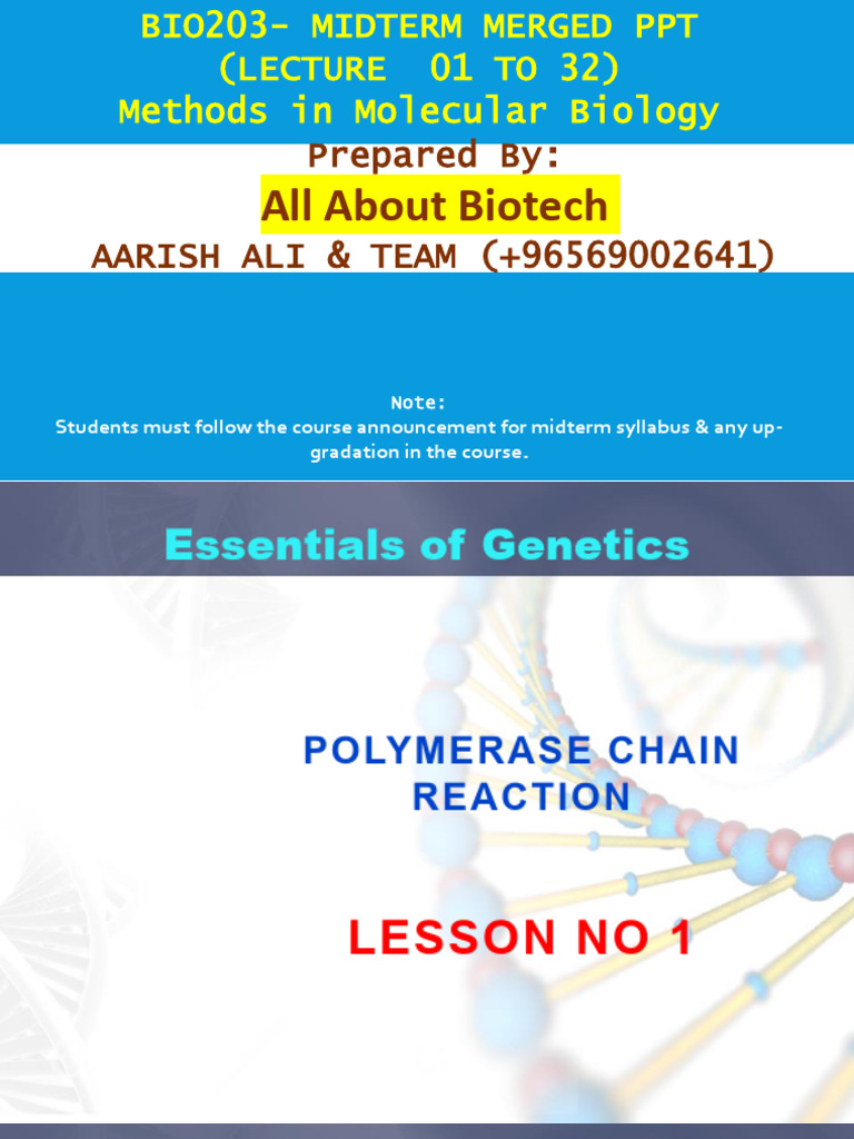 PCR Techniques in Molecular Biology | PDF | Polymerase Chain Reaction ...