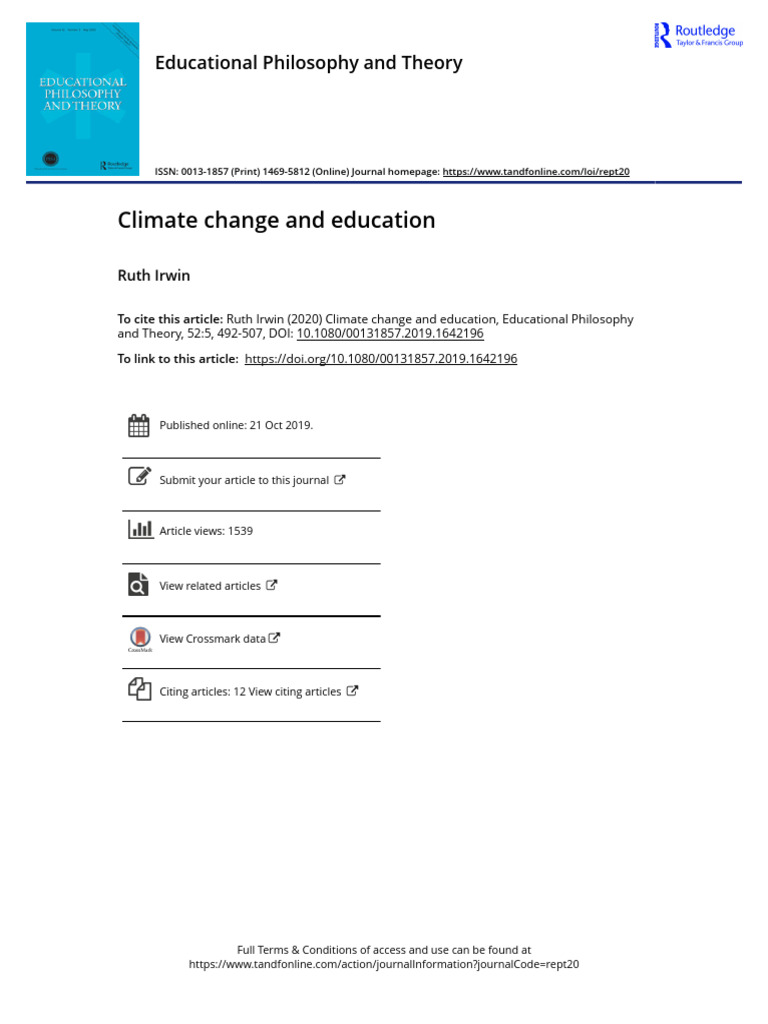 Irwin2020 - Climate Change and Education | PDF | Greenhouse Effect ...