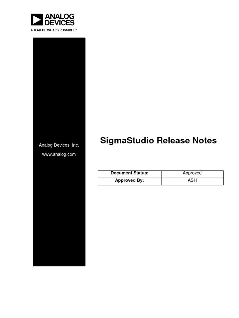 SigmaStudio 4.5 Release Notes | PDF | Installation (Computer Programs ...