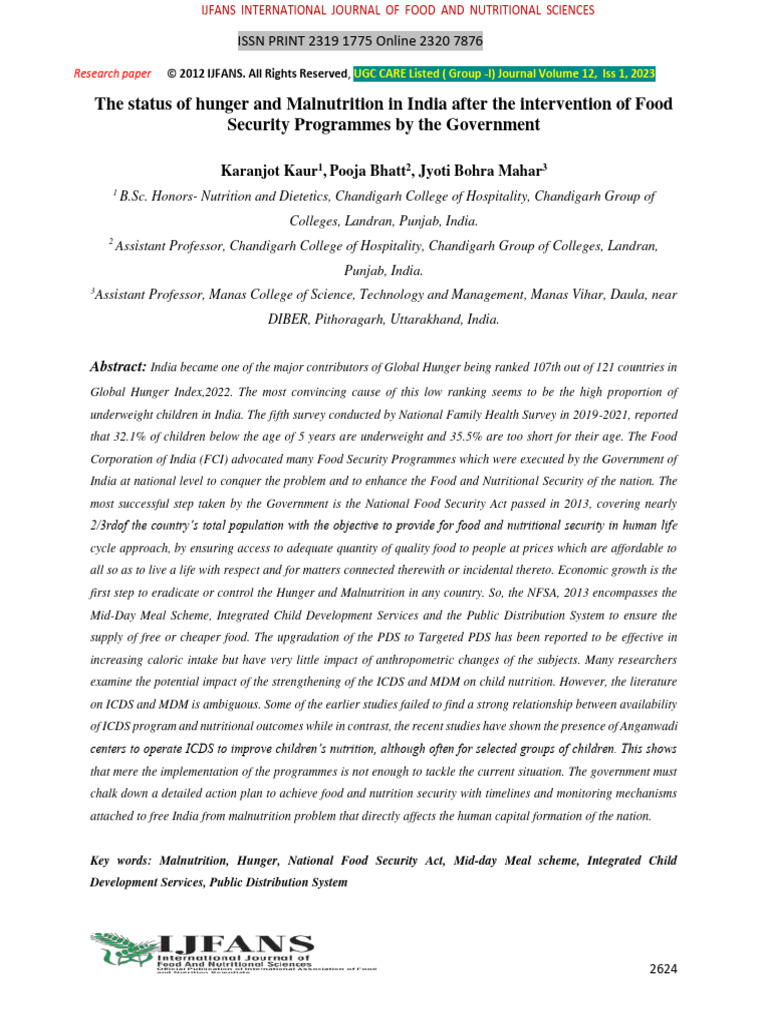 Hunger and Malnutrition in India 2023 | PDF | Food Security | Malnutrition
