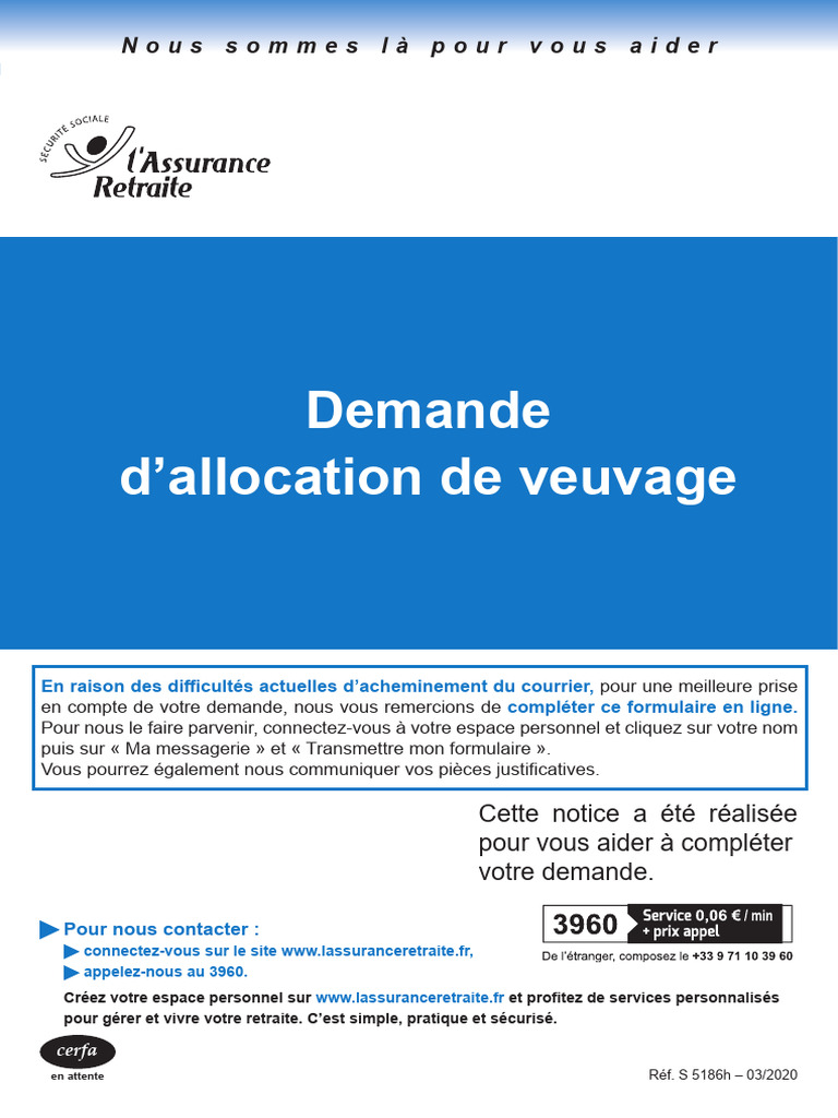 Demande d'allocation de veuvage | PDF | Retraite | Impôt sur le revenu