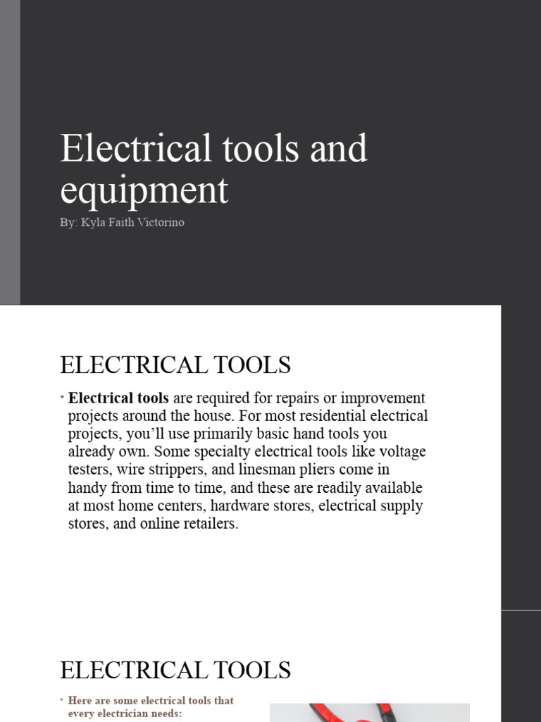Electrical Tools and Equipment | PDF | Electrician | Electrical Wiring