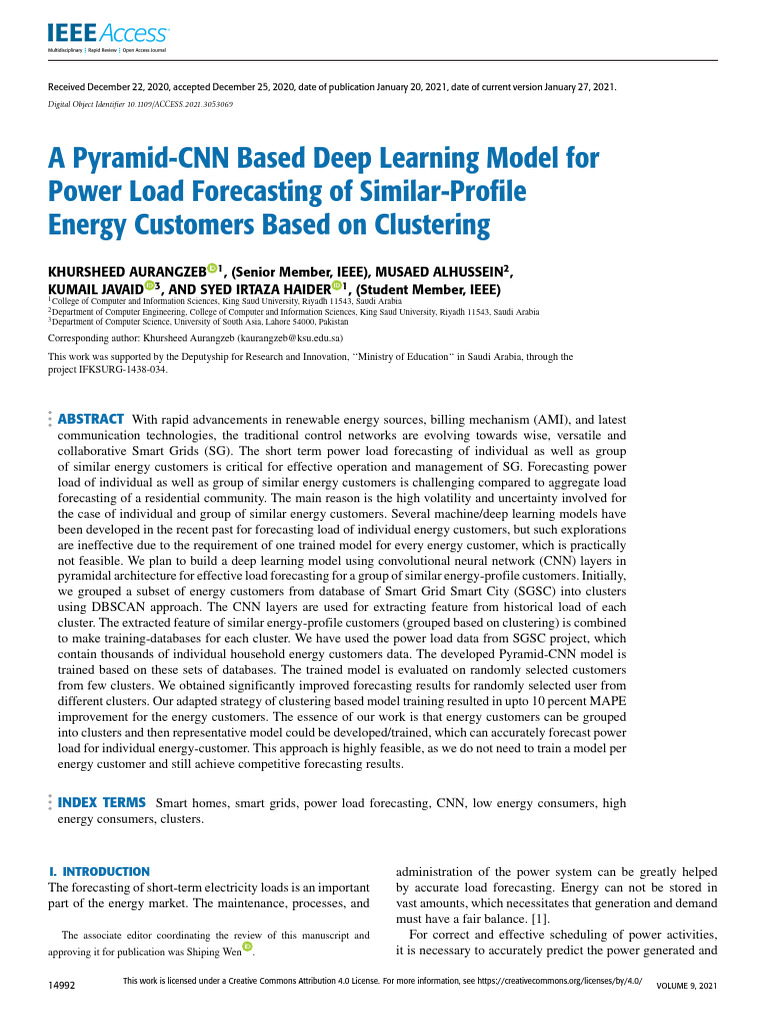 A Pyramid-CNN Based Deep Learning Model For Power Load Forecasting of ...