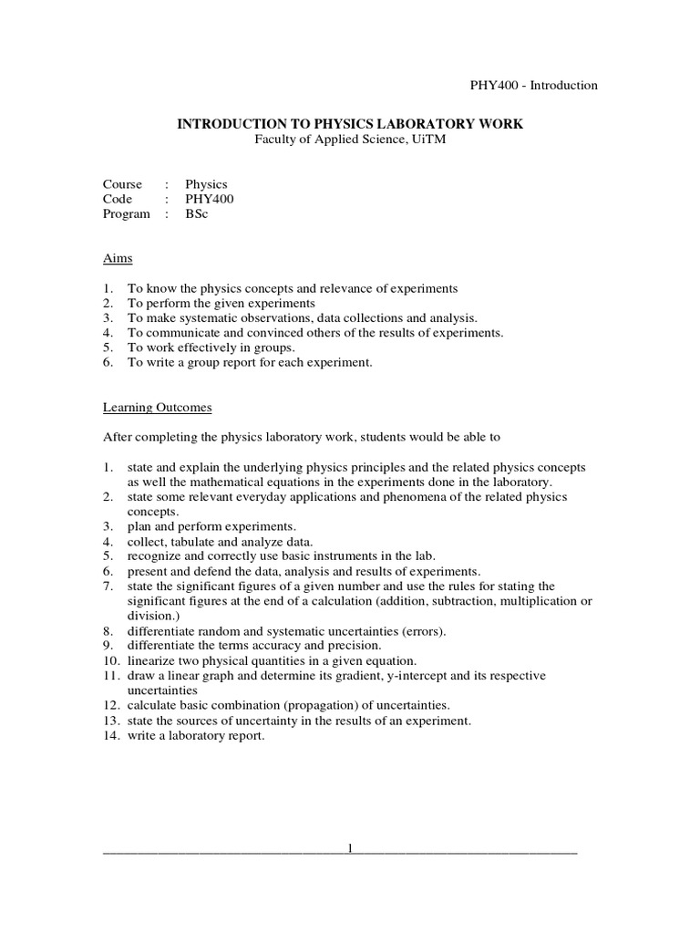 Physics Lab Introduction PHY400 | PDF | Significant Figures ...