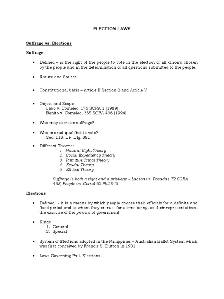 Election Laws Elections Commission On Elections (Philippines)