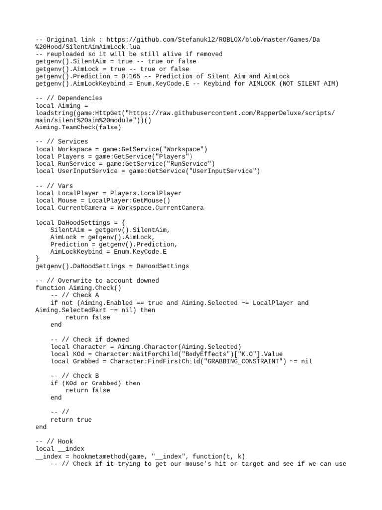 Silent Aimlock Script Pastebin
