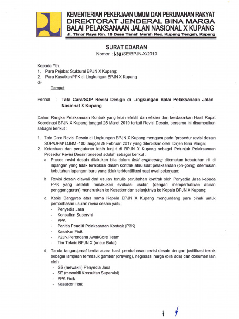 Surat Edaran Tata Cara Revisi Design | PDF