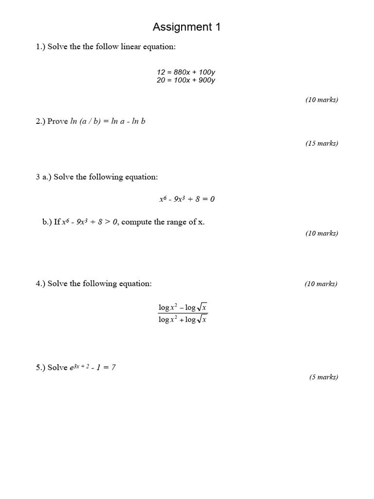 Linear Equations and Logarithm Proofs | PDF | Differential Calculus ...