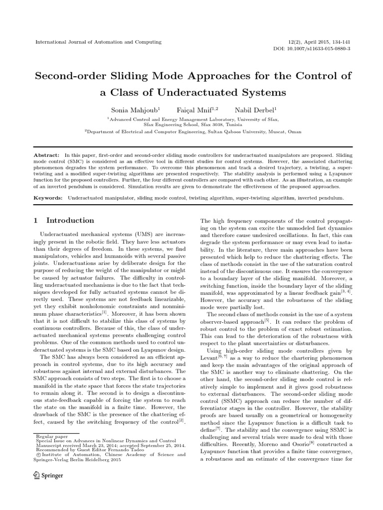 Sliding Mode Control for Robotics | PDF | Control Theory | Mechanics