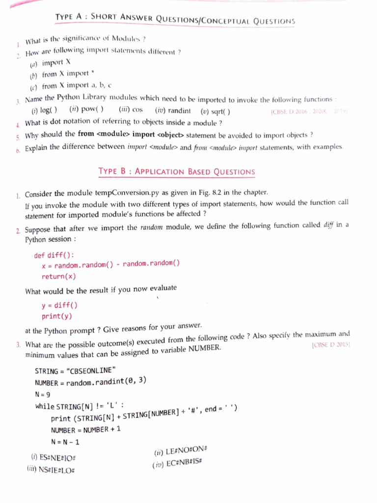 XII CS Summer Vacation Holiday Homework | Download Free PDF | Python ...