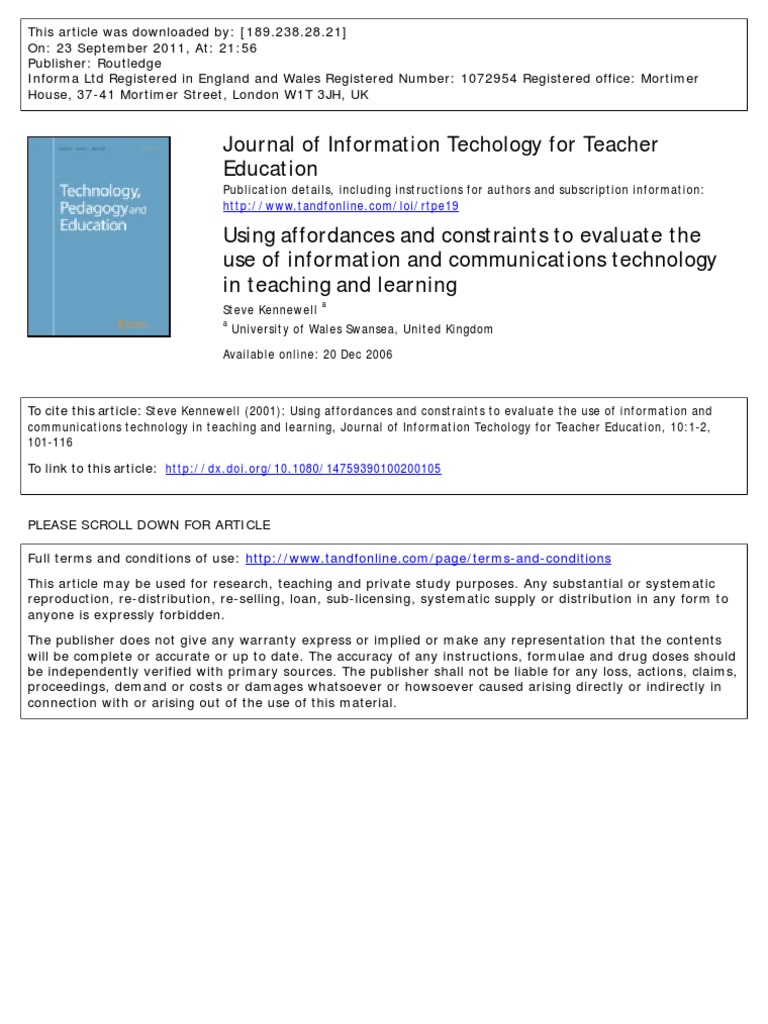 Evaluating ICT in Teaching and Learning | PDF | Educational Technology ...