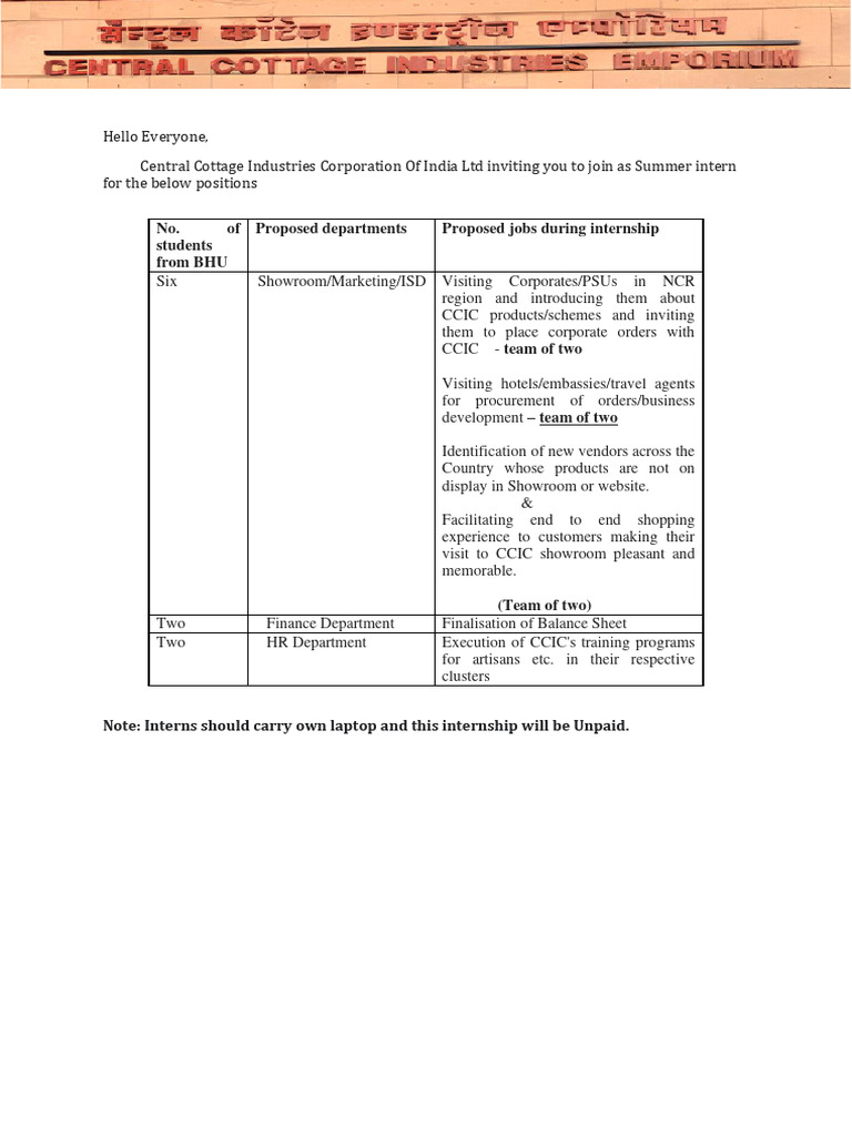 Ccic JD | PDF
