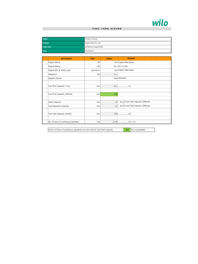 Fuel Tank Sizing Calculation PDF