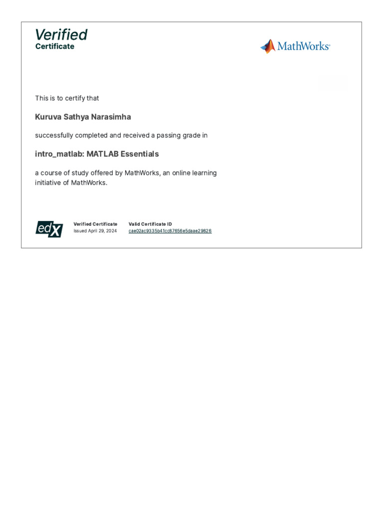 Matlab Certificate EdX | PDF