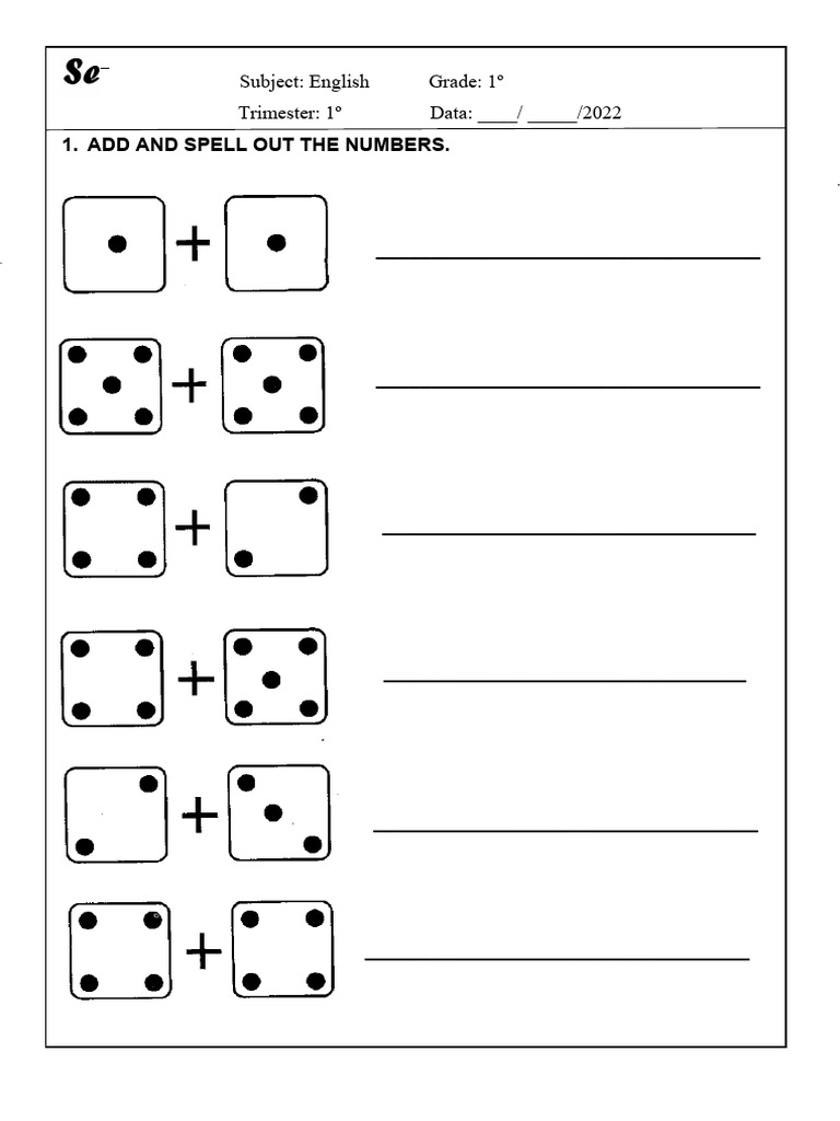 English Grade 1 Number Exercises | PDF