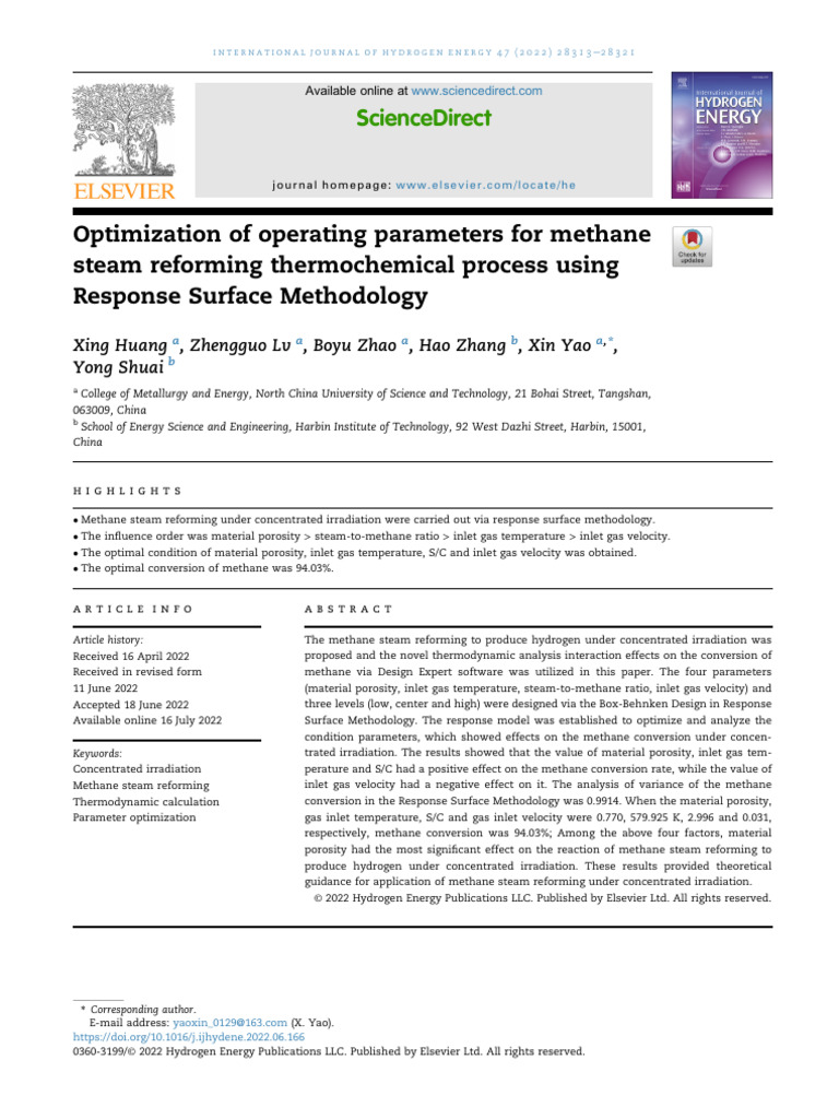 Xing Huang Optimization of Operating Parameters For | PDF | Analysis Of ...