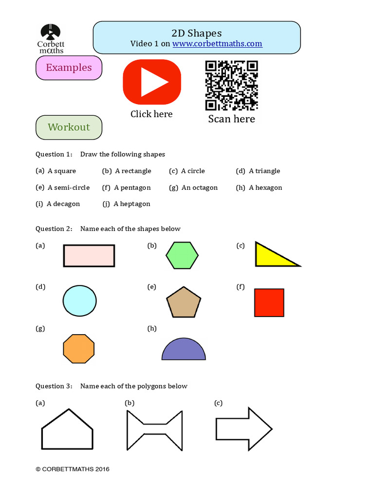 2D Shapes Drawing and Identification Worksheet | PDF