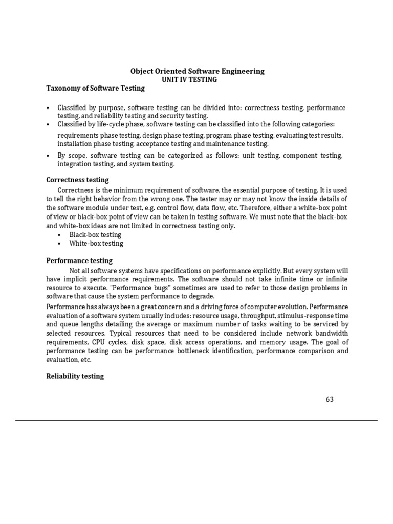 OOSE Unit 4 Notes | Download Free PDF | Software Testing | Reliability ...