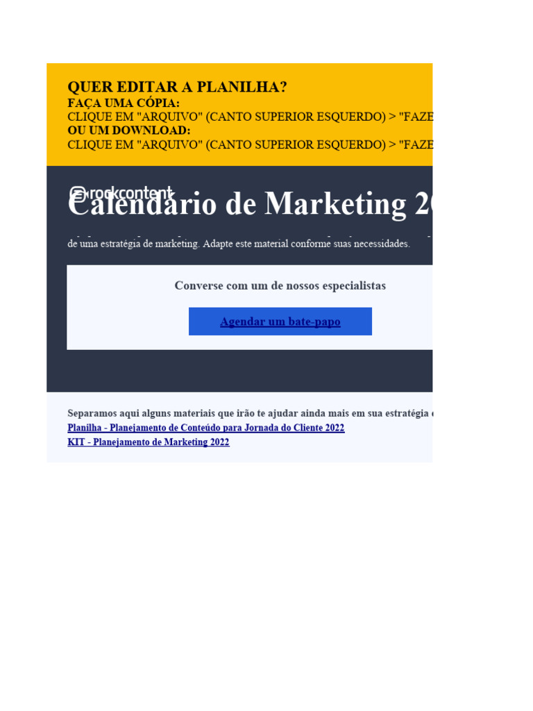 Calendário de Marketing 2022 | PDF | Marketing