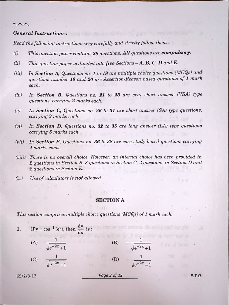 Math Set 3 Question Paper Pdf