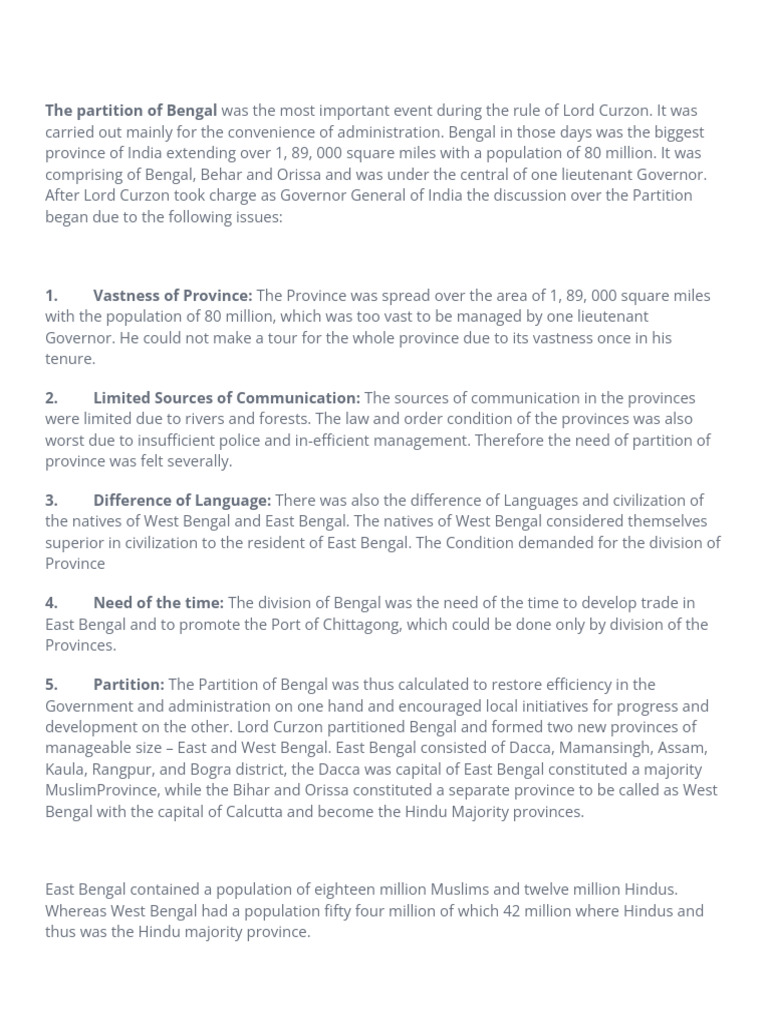 Impact of Bengal Partition on Communities | PDF | Partition Of India ...