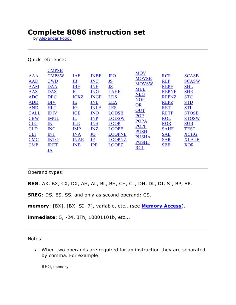 8086 instruction sets pdf instruction set binary coded decimal