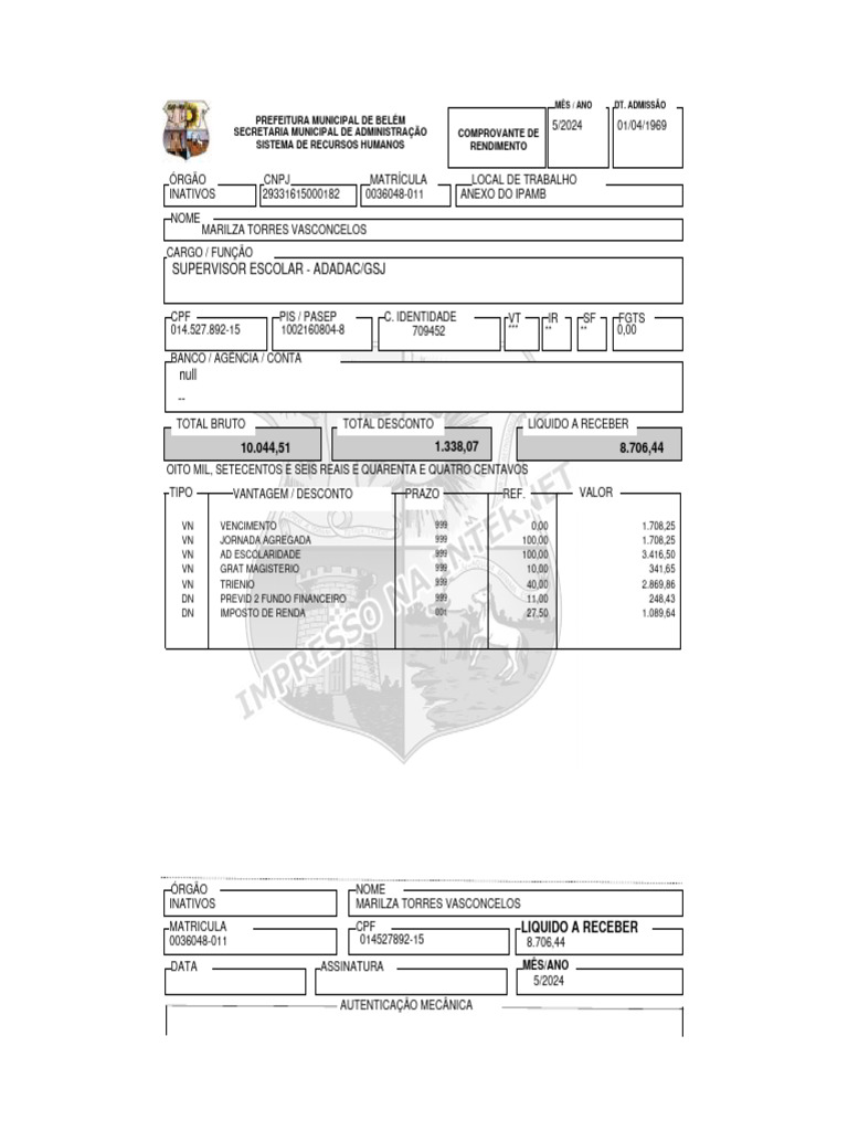 ContraCheque5 2024 670957 | PDF | Economias | Dinheiro