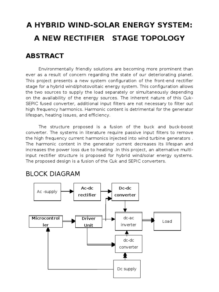 Hybrid Wind Solar Energy System Abstract Solar System Pics
