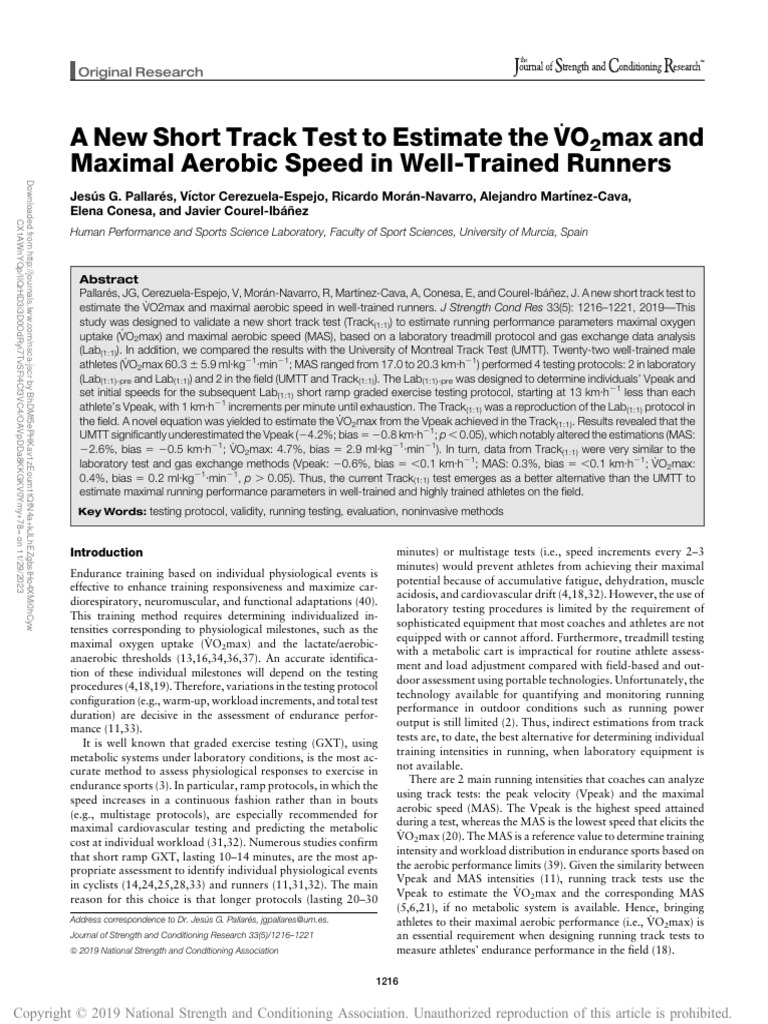 New Track Test for V̇O2max in Runners | PDF