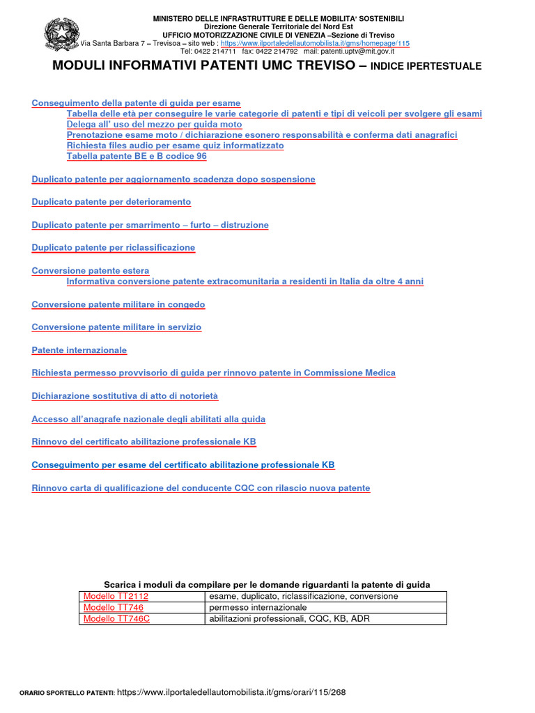 Moduli Informativi Patenti | PDF