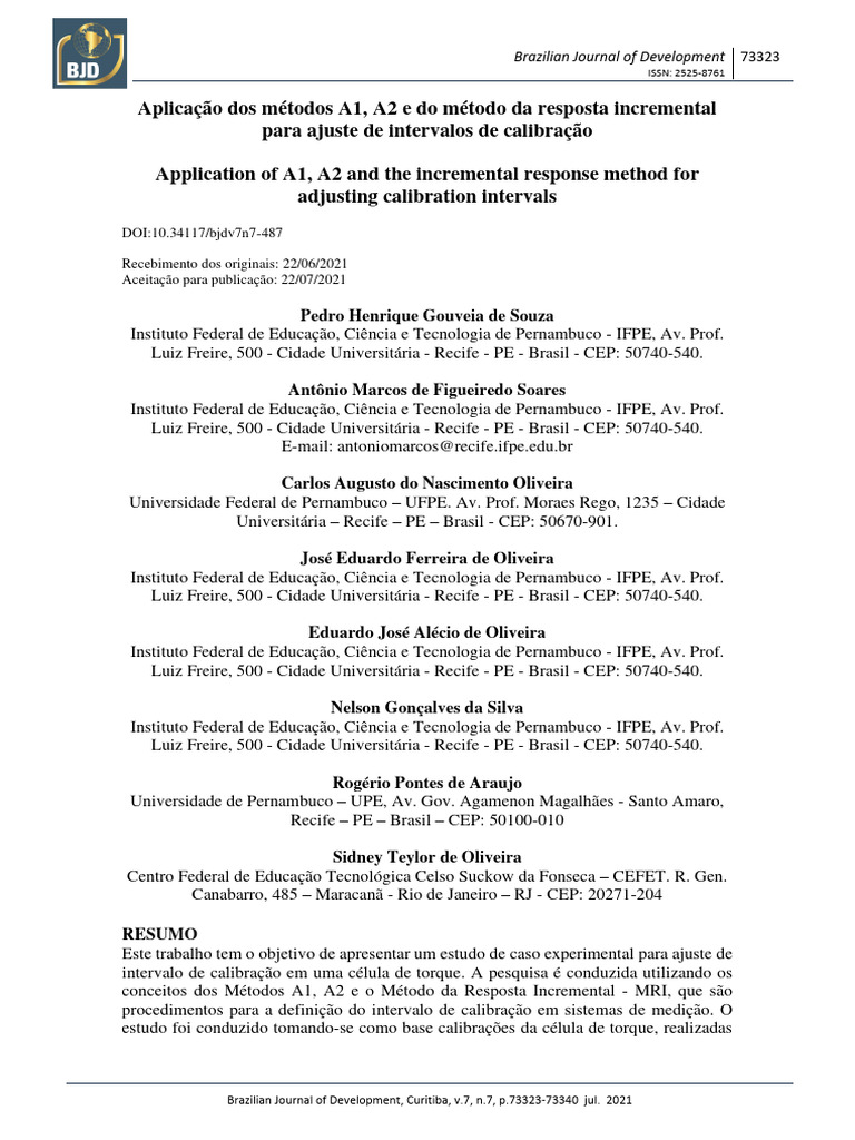 Application of A1, A2 Methods Calibration Intervals | PDF | Despesa ...