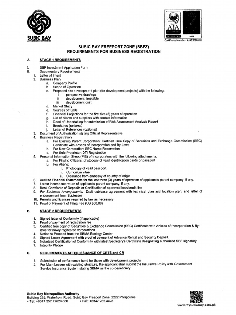 Picture of Requirements For Business Registration | PDF