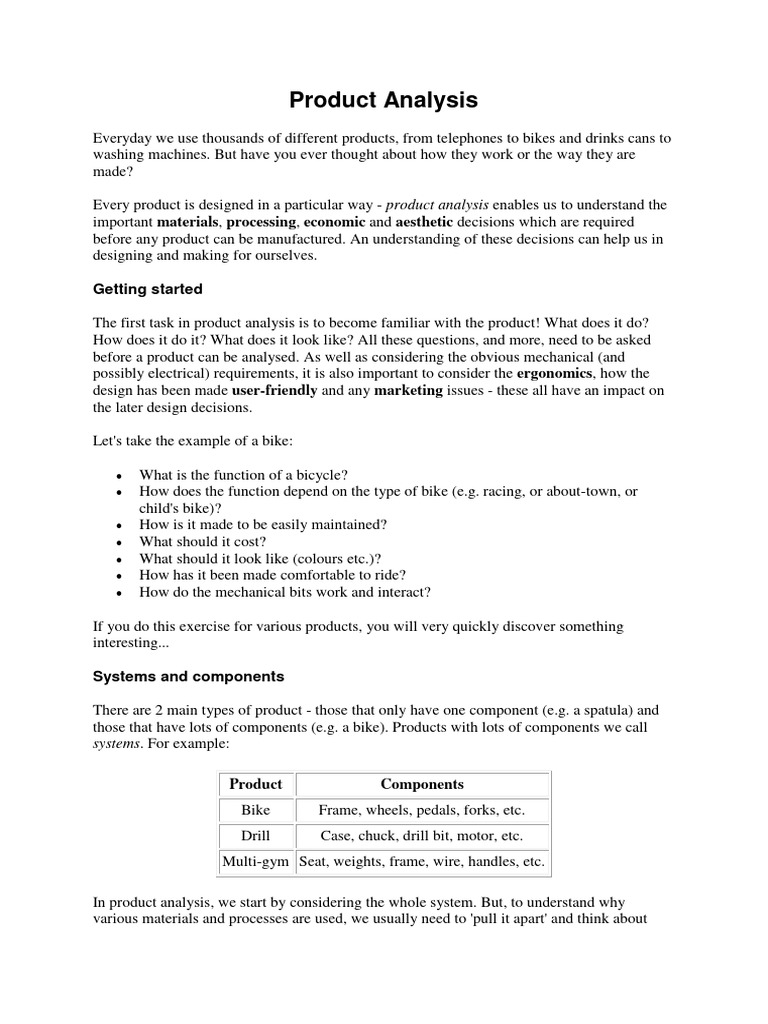 Understanding Product Analysis Basics | PDF
