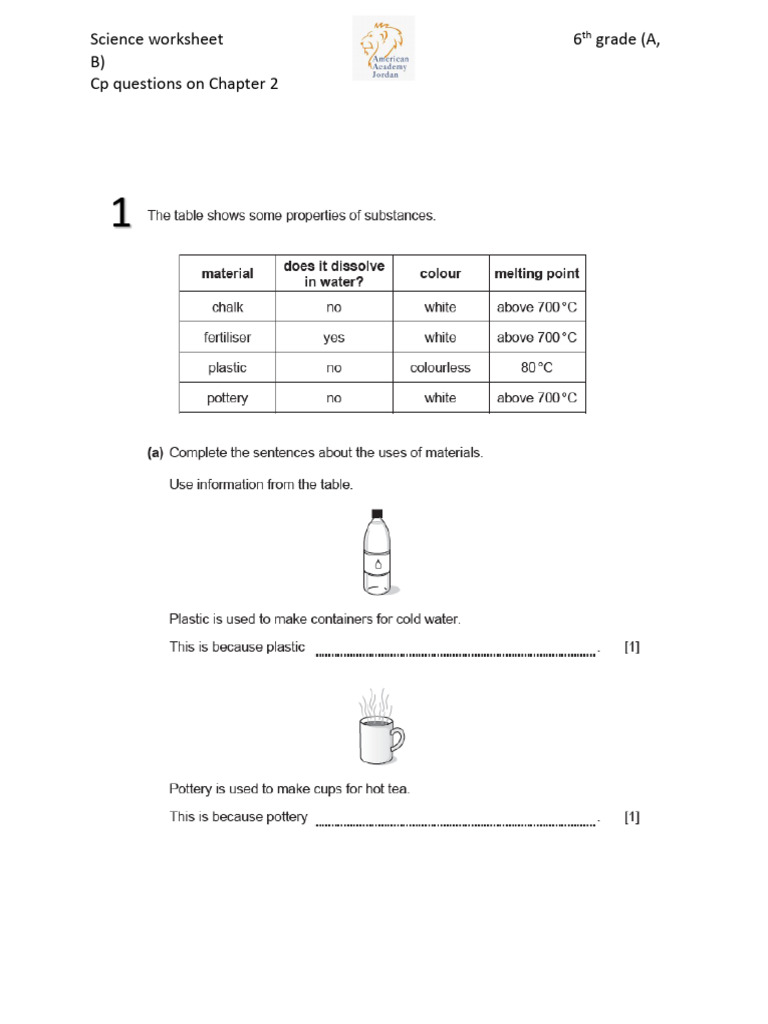 6th Grade Science Chapter 2 Questions | PDF