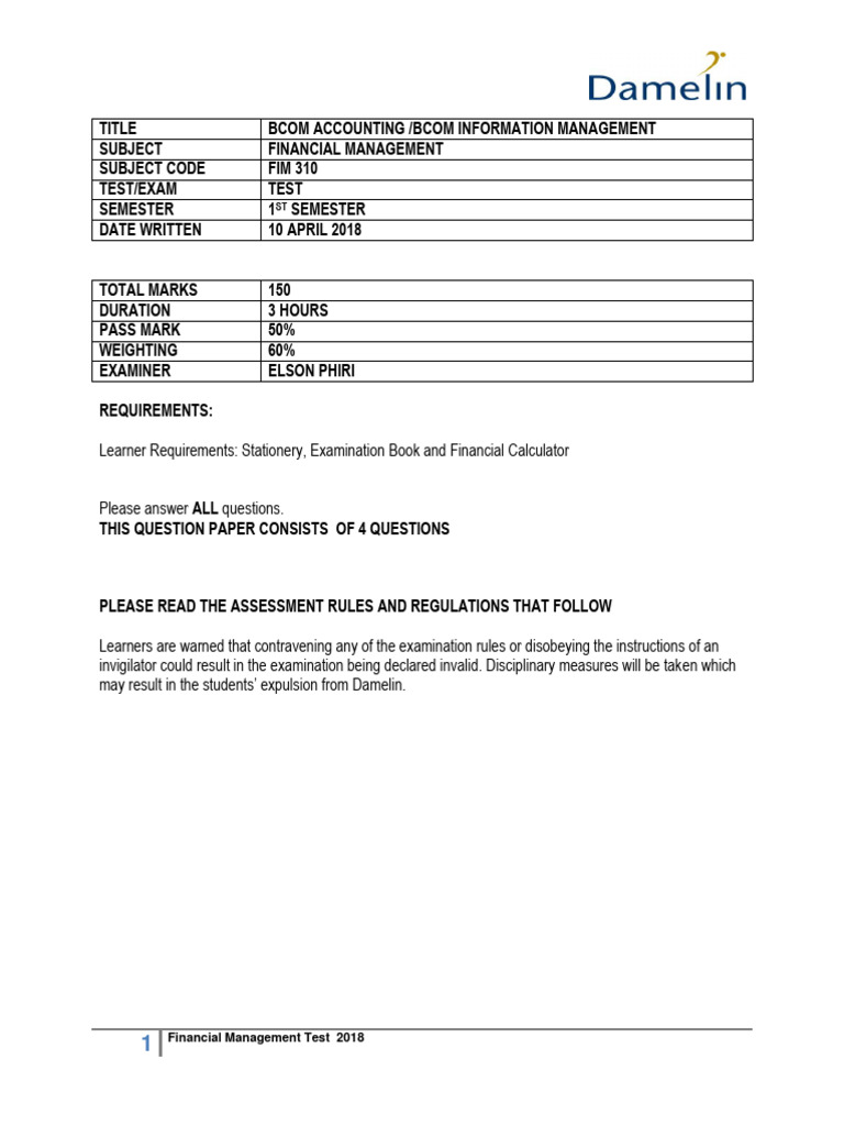 financial-management-test-pdf-equity-finance-revenue