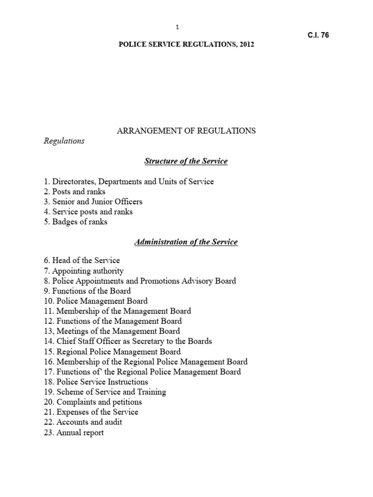 Ghana Police Service Regulations 2012 | PDF | Inspector | Inspector General