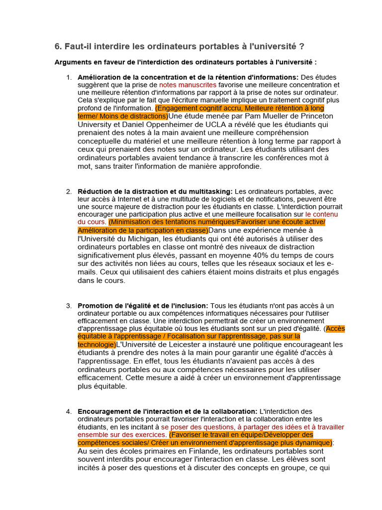 Interdiction des ordinateurs portables à l'université ? | PDF ...