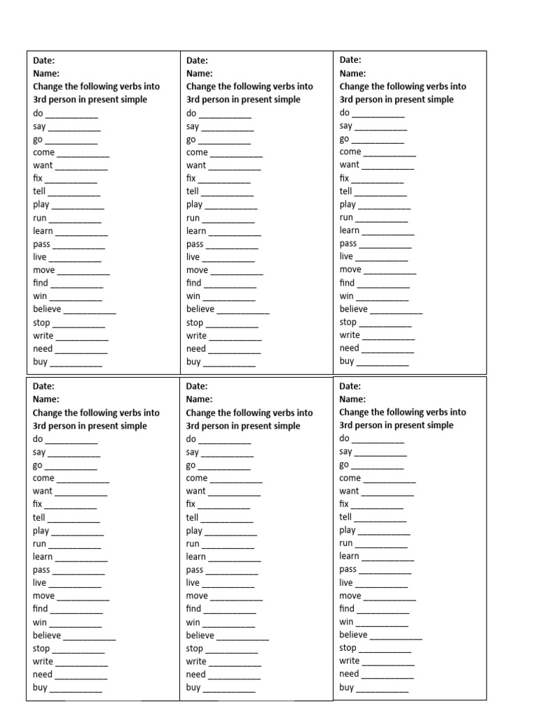 Quiz Simple Present Verbs Pdf Linguistics Grammar
