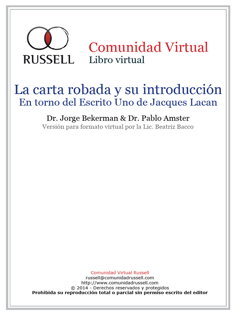 La carta robada Amster PDF Jacques Lacan Psicoanálisis