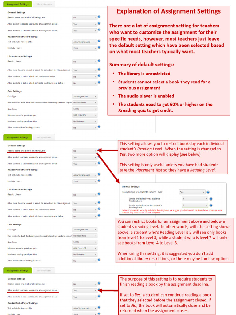 Customizing Assignment Settings for Teachers | PDF | Quiz | Books