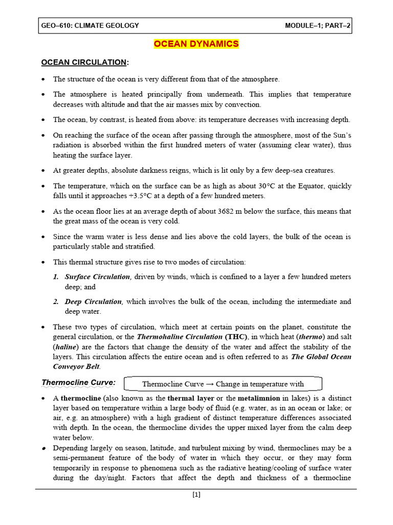Ocean Circulation and Thermocline Dynamics | PDF | Oceans | Atmospheric ...