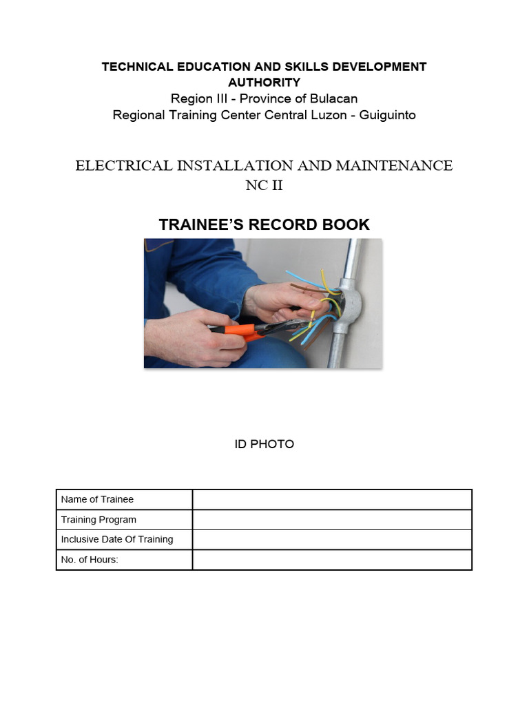 Electrical Installation NC II Trainee Record | PDF | Electrical Wiring ...