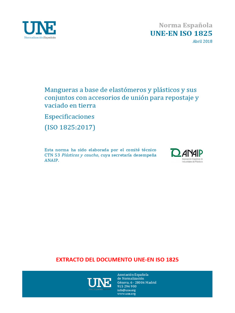 Especificaciones UNE-EN ISO 1825 | PDF | Materiales