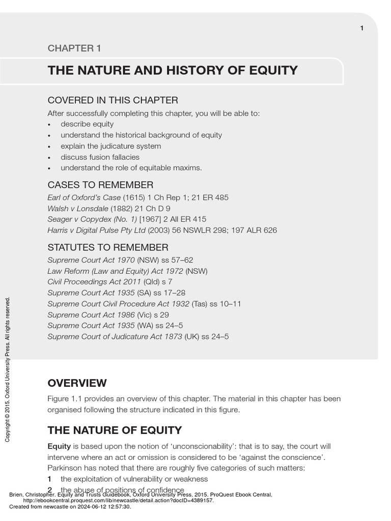 Equity and Trusts Guidebook - (Chapter 1 The Nature and History of ...
