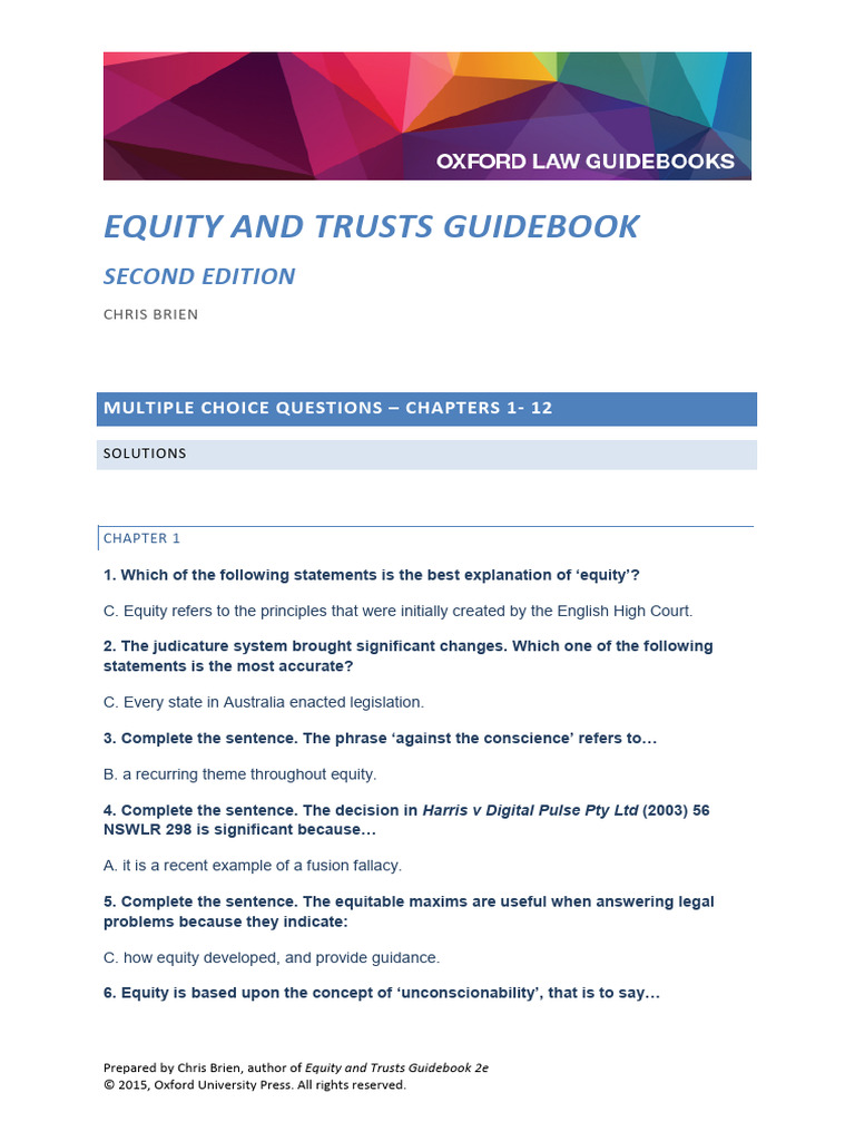 Equity and Trusts Exam Solutions Guide | PDF | Fiduciary | English ...