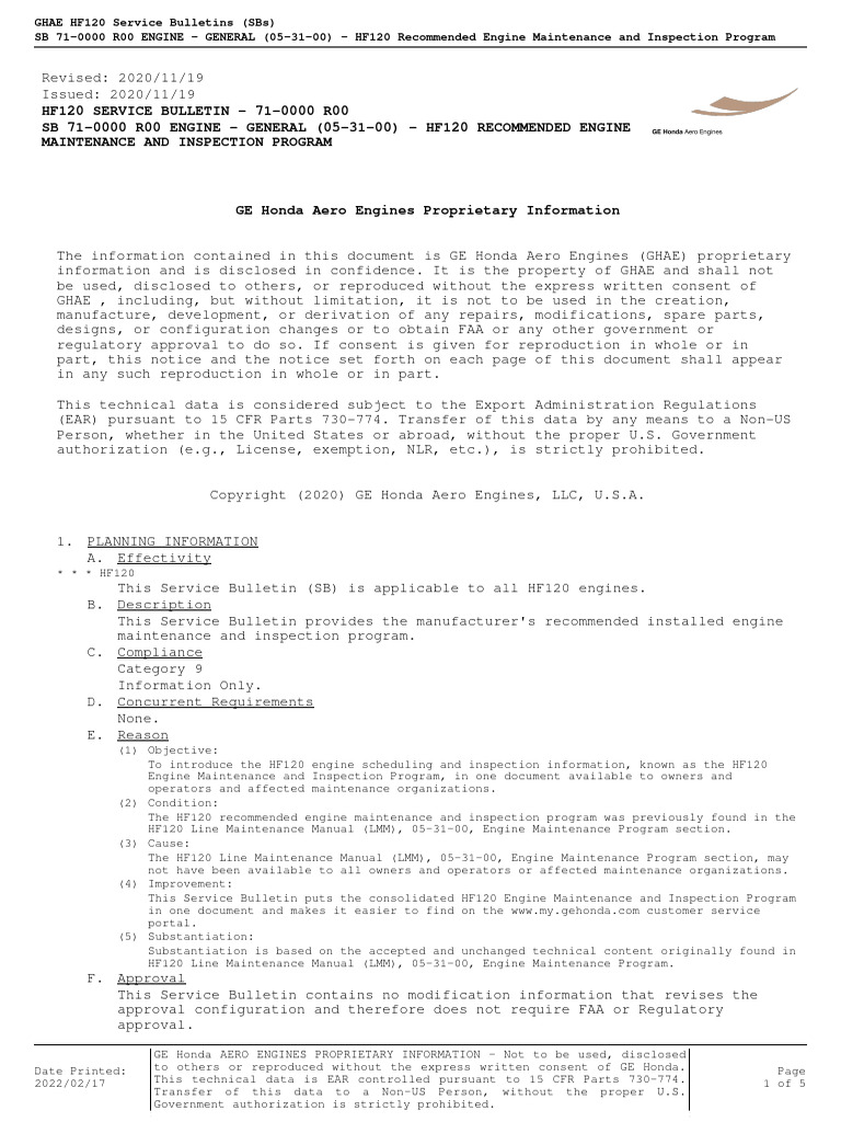 HF120 Engine Maintenance Guidelines | PDF