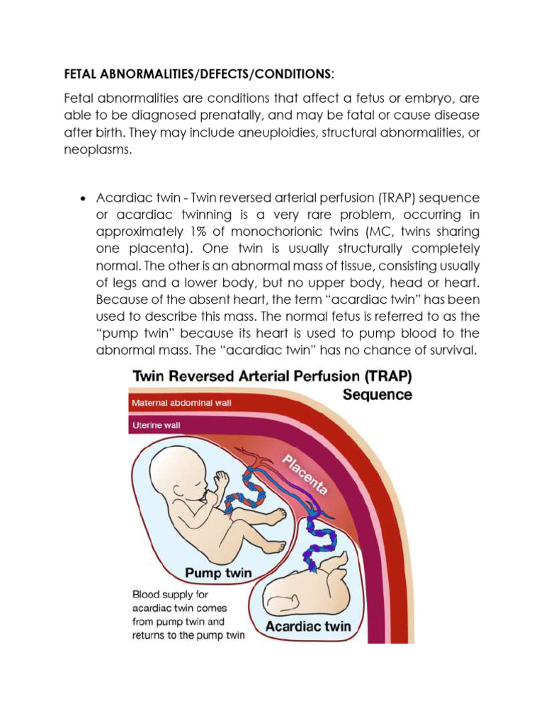 Fetal Abnormalities: Types & Conditions | PDF | Heart | Aorta